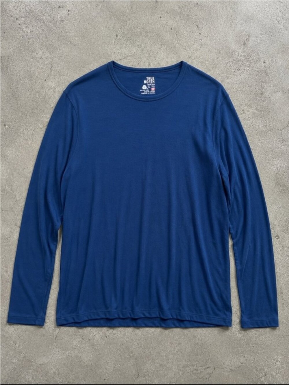 True North Merino Wool Blend Long Sleeve Base Layer Shirt Men XL Blue Gorpcore